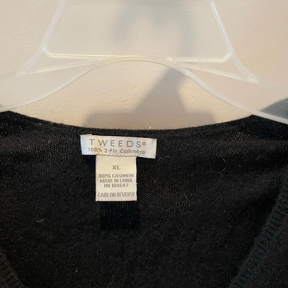 Tweed, 2- ply Cashmere Sweater Black - Picture 3 of 3